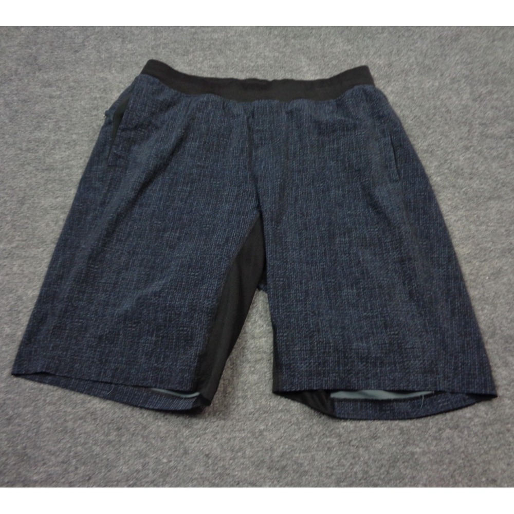 Lululemon T.H.E. Shorts‎ Mens M Blue Geometric Linerless Athletic Workout